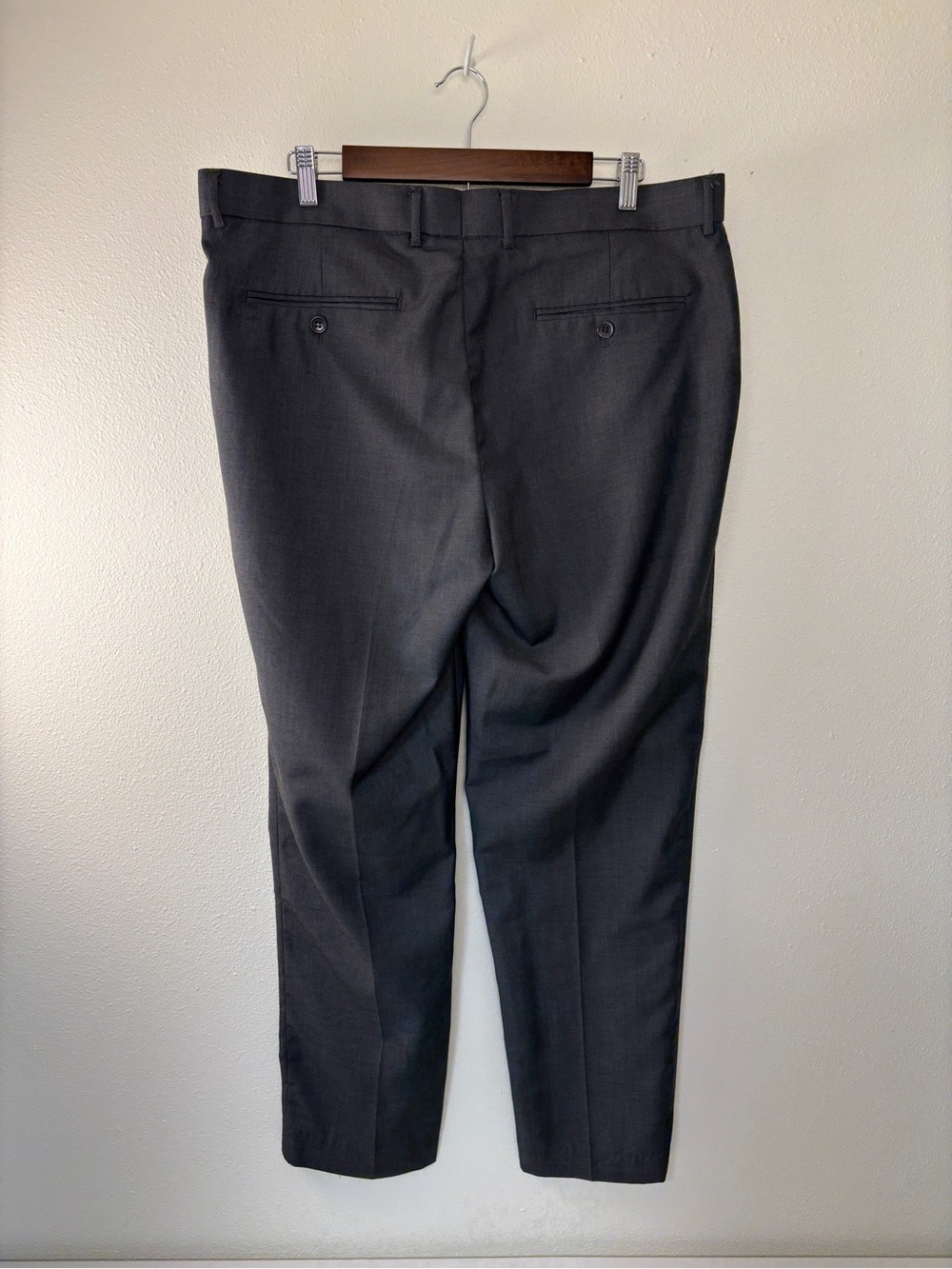 Men's Dress Pants — Dark Gray Tailored Flat Front - Picture 2 of 12
